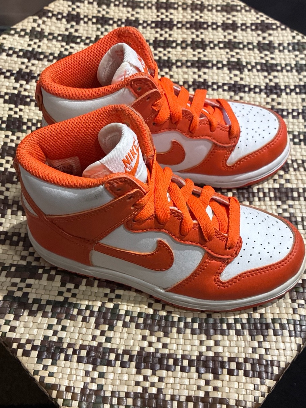 Nike Kids Orange and White High-Top Sneakers
